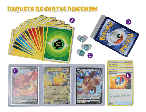 Súper Paquete Pokémon  80 Cartas - Contenido Al Azar