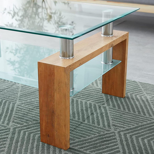 Thabatad Mesa Auxiliar Con Patas De Tubo De Madera Mesa