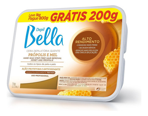 Kit 3 Cera Depilatória Quente Própolis E Mel1kg Depil Bella