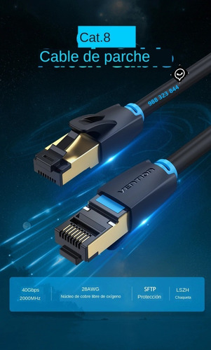 Imagen 3 de 7 de Cable Red Ethernet Rj45 2 Mt Cat 8