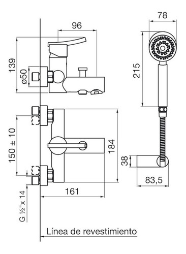Imagen 2 de 4 de Ducha Ext Con Transferencia Monocomando Fv 0310/39 Cr Libby