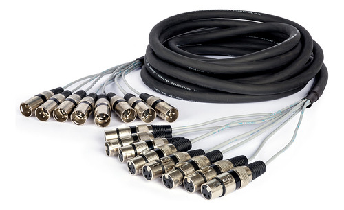 Multicabo Espaguetado 8 Vias Com Conectores Xlr - 7 Metros