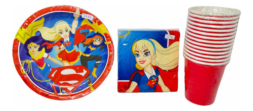  Super Hero Girls Maravilla Fiesta P 12 Platos Vaso Serv Gm3