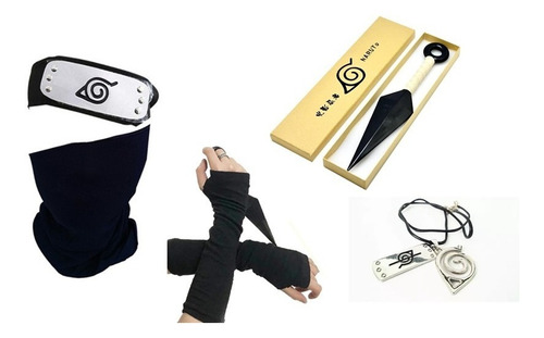 Imagen 1 de 7 de Bandana + Guantes + Collar + Kunai Naruto - Kit