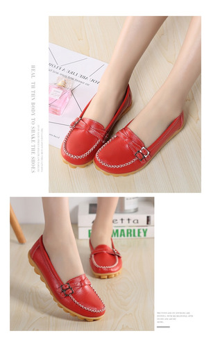 Zapatos Planos De Mujer De Piel Con Suela Blanda