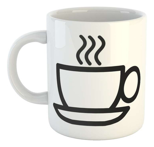 Taza Ceramica Cafe Logo Simple Caliente Humito M2