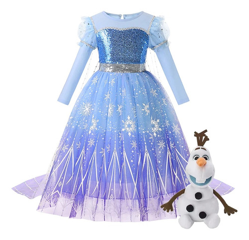 Vestido De Princesa De Elsa Para Niña  Disfraz De Reina De L