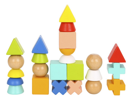 Juego Formas Apilables Con Tarjetas Didactico Mesa Tooky Toy Color Multicolor