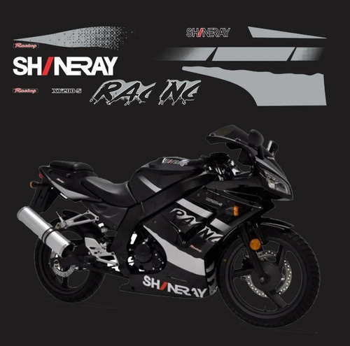 Kit Adesivos Faixas Moto Para Shineray Xy 200 Preta 18784 Cor Branco Cinza