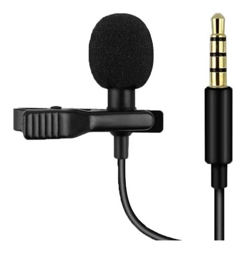 Microfono Clip Solapa Jack 3.5 Mm Celular Pc Espuma Filtro Color Negro