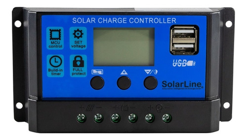 Regulador De Carga Controladora Solarline 12v 24v 20 Amp Usb