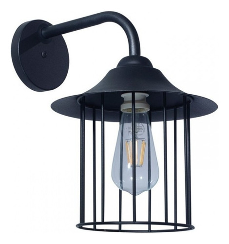 Lampara Aplique Jaula Negro 1 Luz E27 Chapa Ferrolux Ap-158 