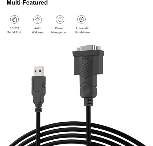 Benfei Adaptador Usb A Serie, 6 Pies Usb A Rs-232 Macho (...