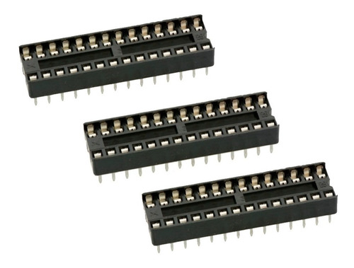 Pack X3 Zocalo Dip28 Ic Socket Dip 28 2x14 Arduino Nubbeo