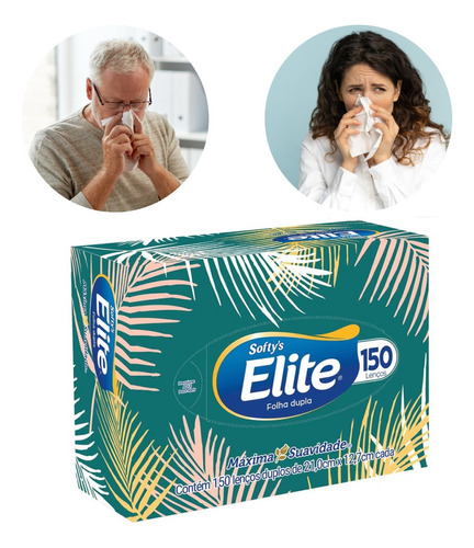 Lenço de papel Elite toalha descartável folha Dupla 150u Softy's Lenço en caixa