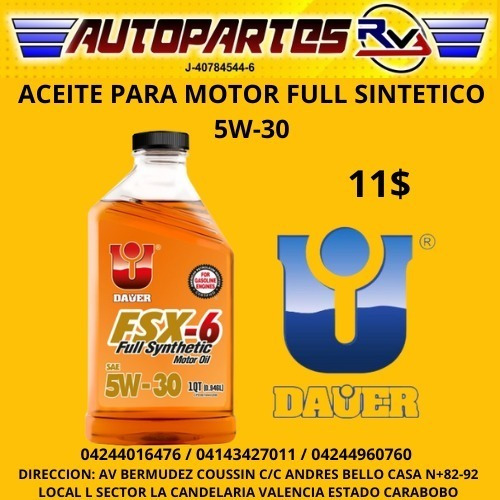 Aceite Sae 5w-30 Full Sintetico Dauer