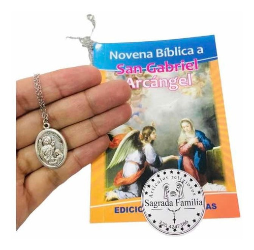 Medalla De San Gabriel Arcángel Con Cadena En Acero + Novena