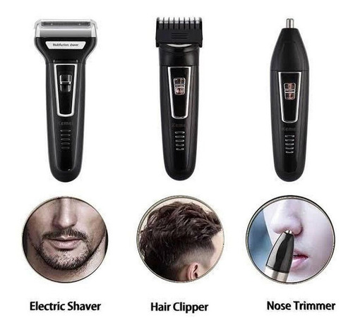 Aparador De Pelos Barba Nariz Orelha Shaver 3 Em 1 Kemei
