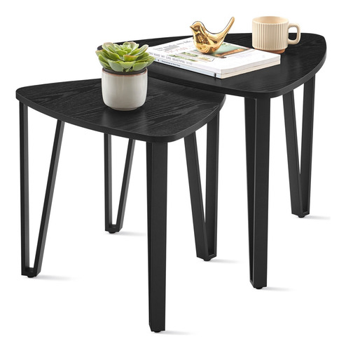 Vasagle Mesa Auxiliar 2pcs Plegable Triángulo Color Negro