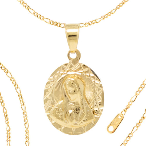 Collar Virgen De Guadalupe Chapa De Oro 22k Regalo Mamá Pare