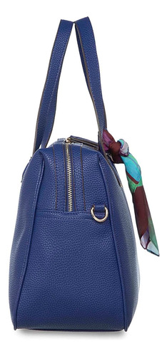 Cloe - Bolso Satchel Clásica Con Mascada Para Mujer Azul Marino Liso