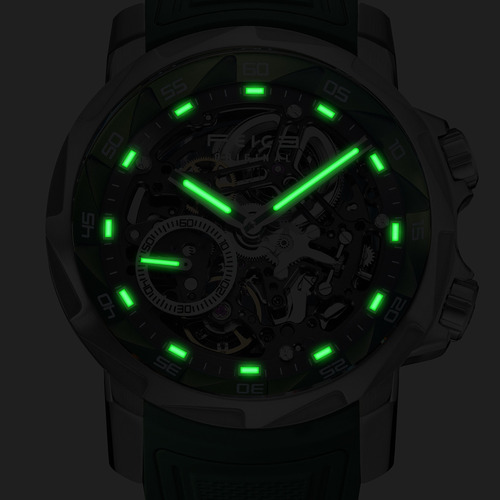Reloj Skeleton Auto Feice Fm511 Para Hombre, 5 Atm, Correa D