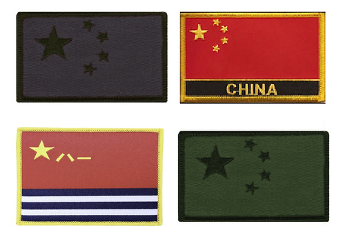 Kit Set 4 Parches Bordados Banderas China Flag Táctica  