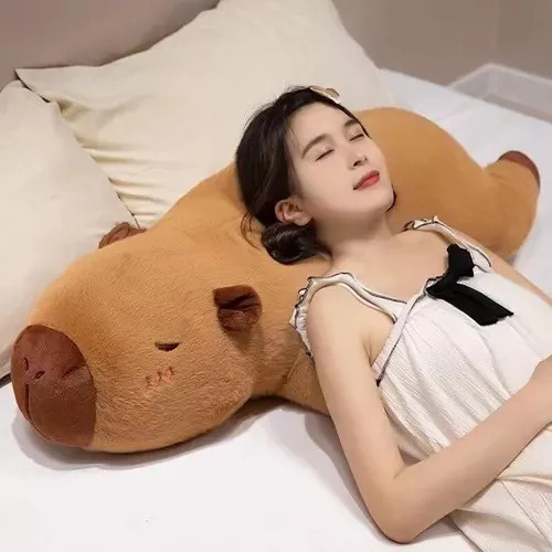 Almohada Larga De Felpa Con Forma De Capibara, Suave Cojín D