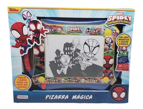Imagen 2 de 6 de Pizarra Magica Spidey C/stencil Y Lapiz Magnetico Marvel