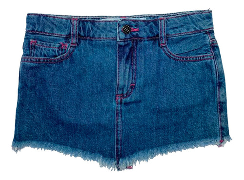 Mini Saia Jeans Feminina Infantil Barra Desfiada