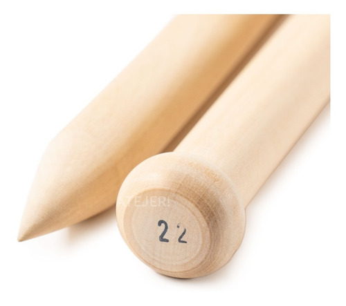 Imagen 3 de 4 de Par 2 Agujas Tejer De Madera Tricot N° 22mm X Par