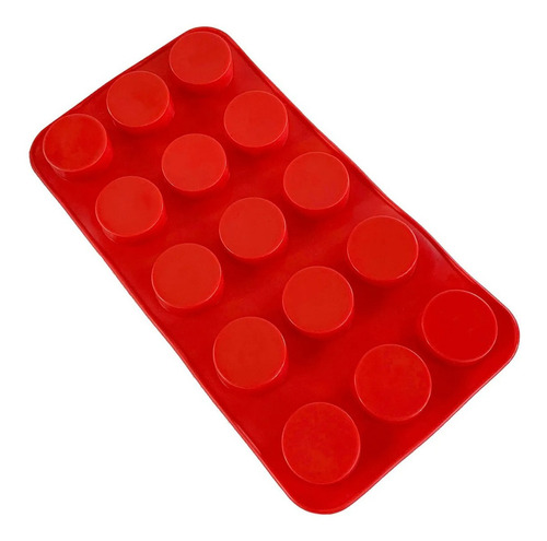 Forma De Gelo Silicone Redonda 15 Cubos 19,5cm Whisky Drinks Cor Vermelho