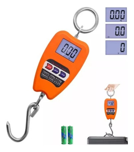 Lcd Báscula Industrial Digital Colgante 200kg, Kg /lb/ N Naranja Oscuro