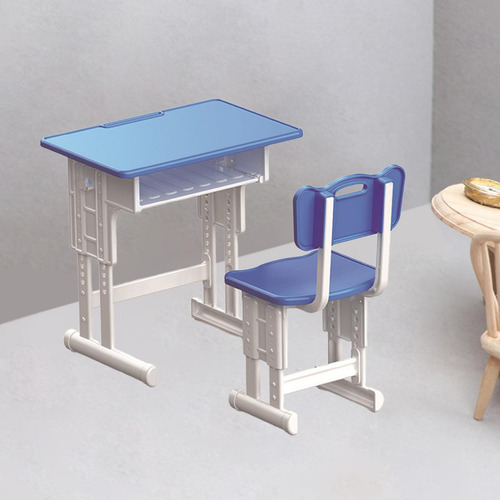 Juego De Escritorio Y Silla Para Casa De Muñecas, Azul