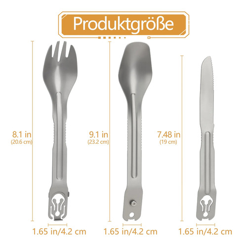 Utensilios De Camping 5 En 1, Cubiertos Y Cubiertos Portátil