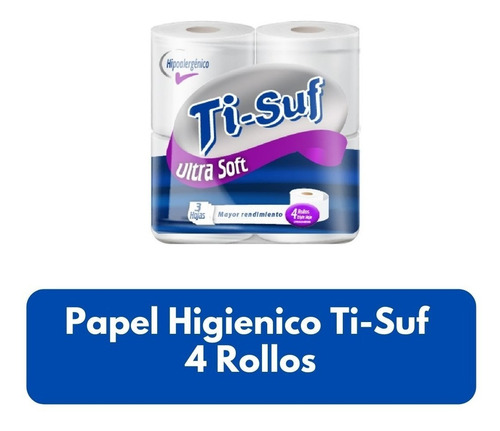Imagen 1 de 2 de Papel Higiénico Blanco Ti-suf Bulto De 12 Paq 4 Rollos C/u