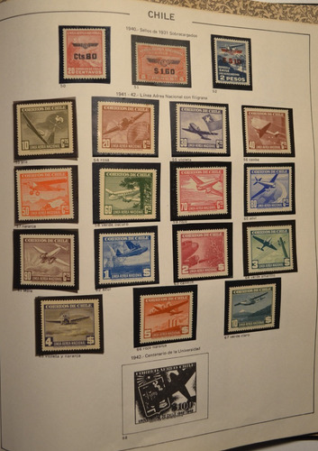 Cha50 Chile Varias Series Correo Aéreo Años 1940-42 Nuevas