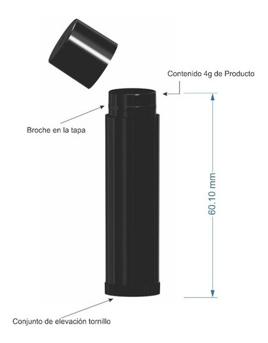 Tubo Envase Balsamo Labial Vacio. 750 Pzs Negro