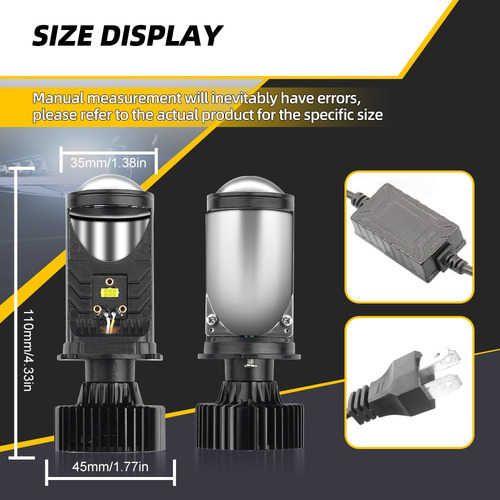 Farol Led Car H4 Mini Projetor Lens Lhd Bulb 6000k