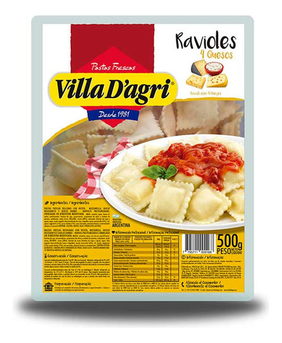 Ravioles 4 Quesos 500 Gr V.d'agri Pastas