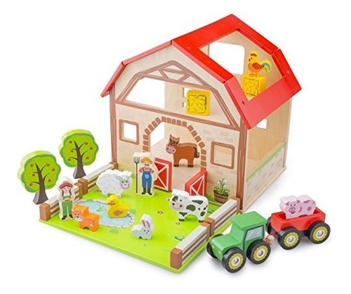 Imagen 1 de 4 de Nuevos Juguetes Clásicos Juego De Casa De Granja De Madera J