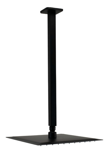 Ducha Inox 304 Slim 25x25 Preto Com Braço Suporte Teto 40 Cm Acabamento Fosco