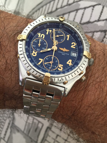 Braitling 38mm Automático Aço E Ouro Safira.