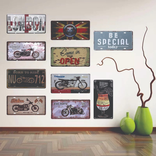 Imagen 7 de 10 de Placas Metálicas Decorar Bar-salas-negocios 30 X 15 Vintage
