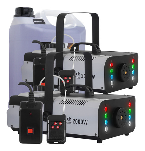 Kit 2 Máquina De Fumaça 2000w Dmx Leds Controle + Fluido