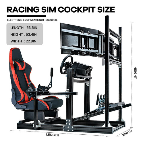 Anman Racing Simulator Cockpit Stand With Triple Monitor Mou