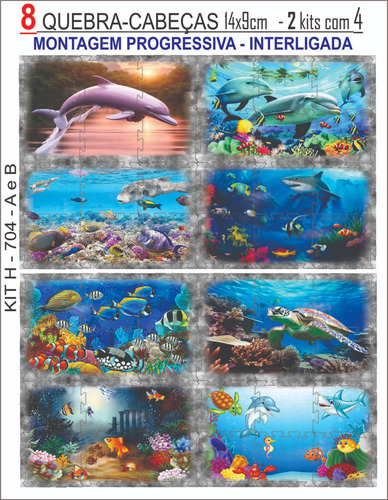 Kit 8 Quebra Cabeças Infantil Montagem Progressiva Animais
