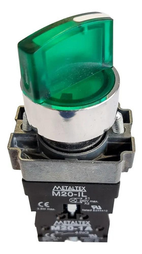 Seletora 22mm 2 Pos Fixas 24v Verde M20ic - Metaltex