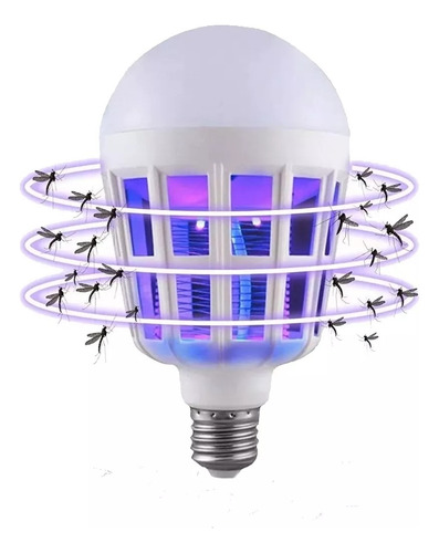 Lampara Mata Mosquitos Insectos Foco Luz Led 2 En 1