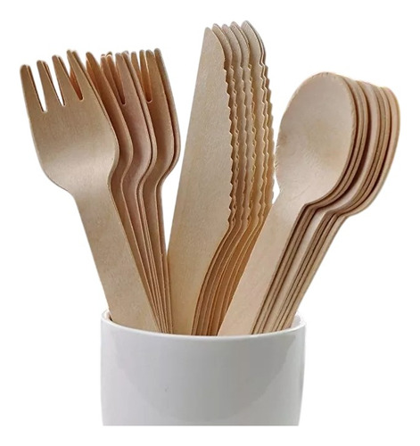 96 X Cubiertos, Servicio De Madera Desechable Ecológico
